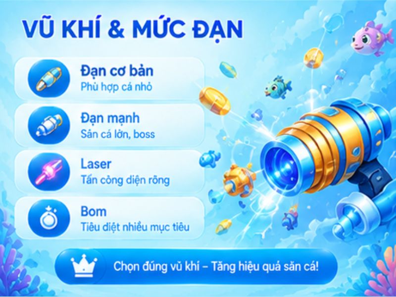 Vũ Khí Và Mức Đạn Trong Bắn Cá Xèng LLWIN